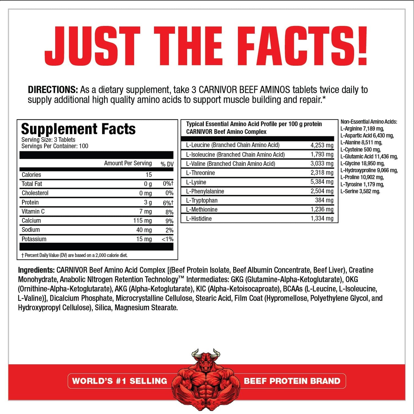 Musclemeds Carnivor Beef Aminos, 300 Tablets
